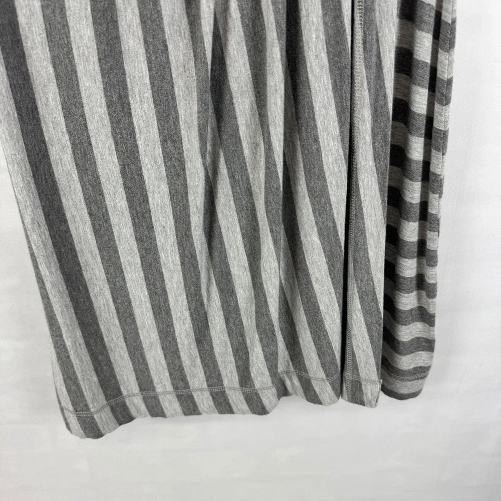 Athleta Gray Stripe Long Sleeve‎ Dress Twist Front Midi Women's Large